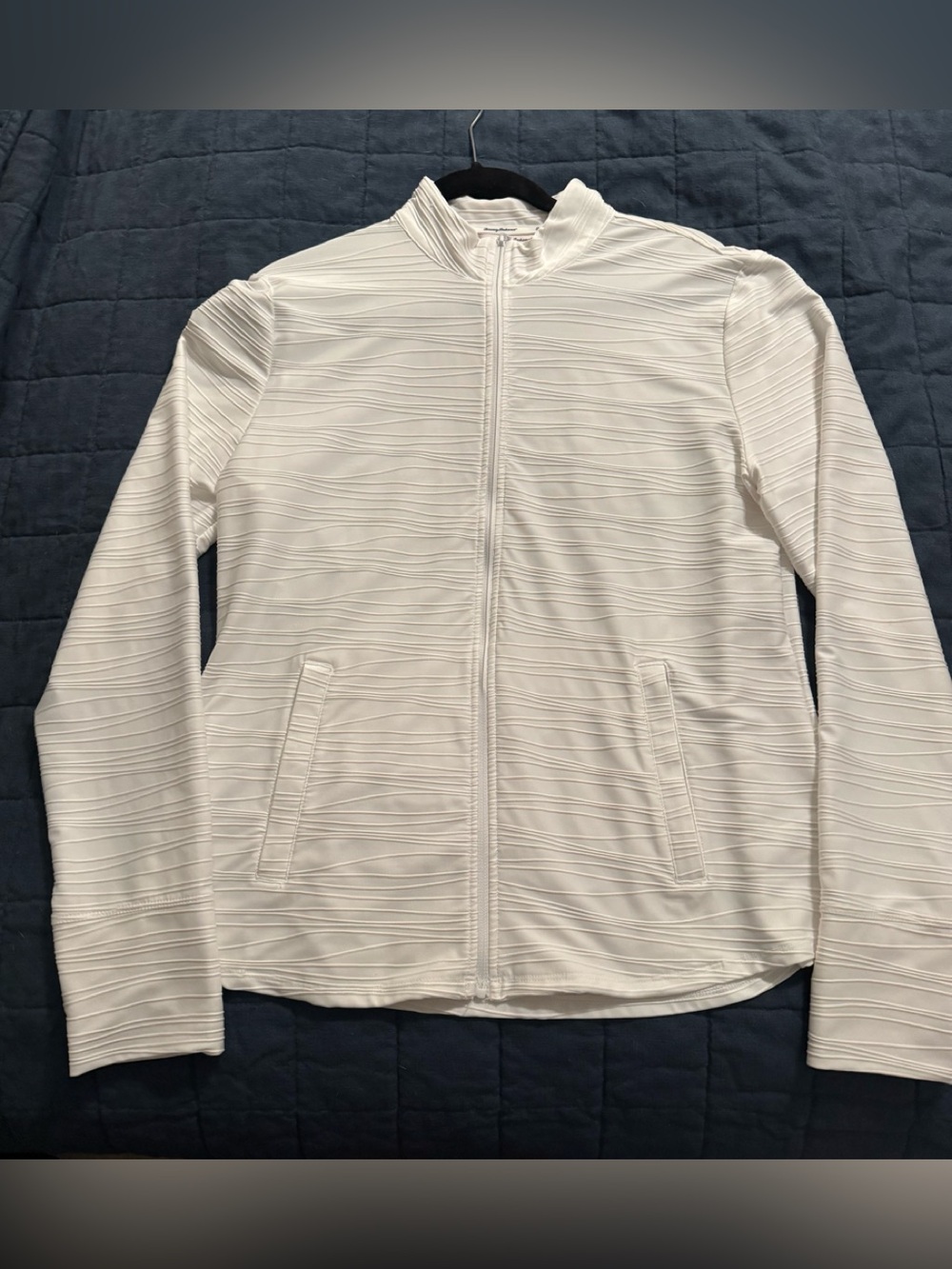 Tommy Bahama Golf & Tennis White Textured Zip Up Jacket XL